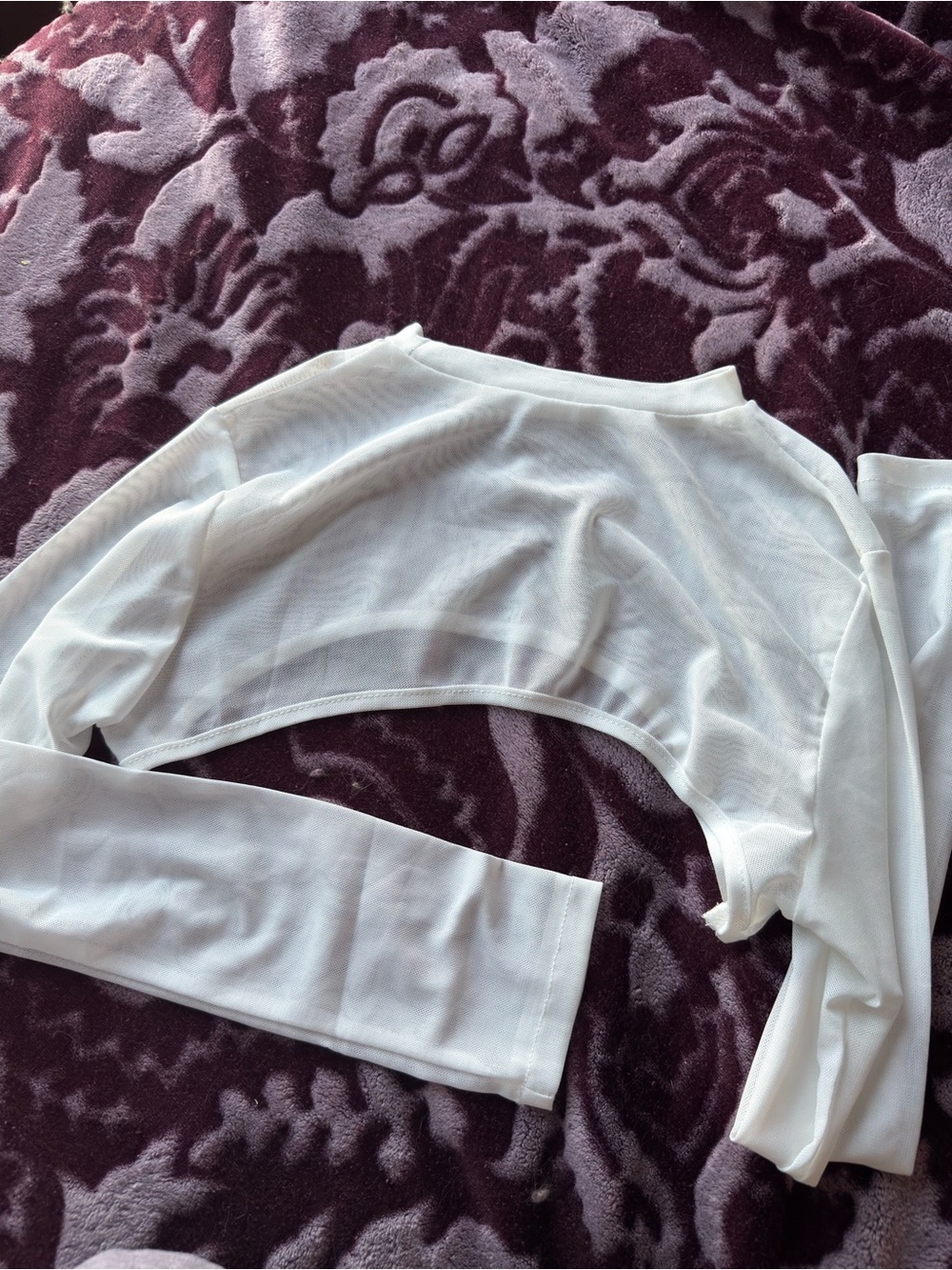 White Women's Mesh Ultra Cropped Long-Sleeve Top Bolero BRAND NEW Size L
